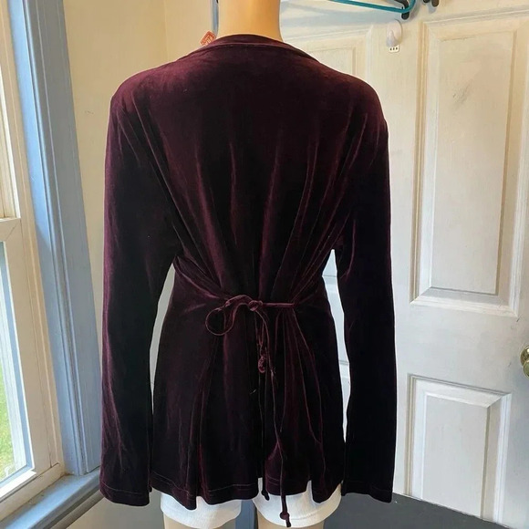 BABY&ME Purple XL Maternity Casual Velvet Velour V Neck Top LongSleeve Holiday - Picture 10 of 10